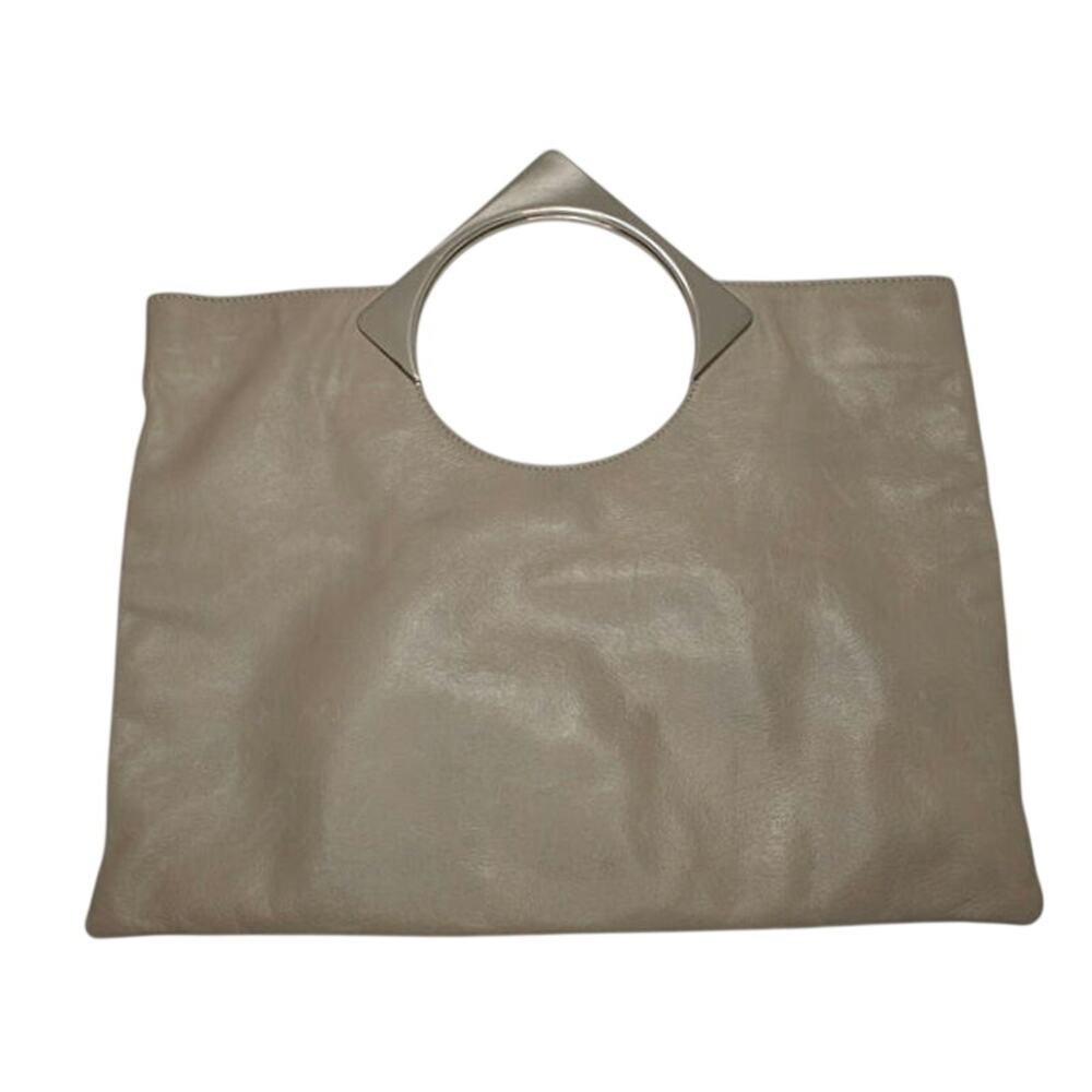 Vintage Gray Liz Claiborne leather handbag w/ Chrome handle